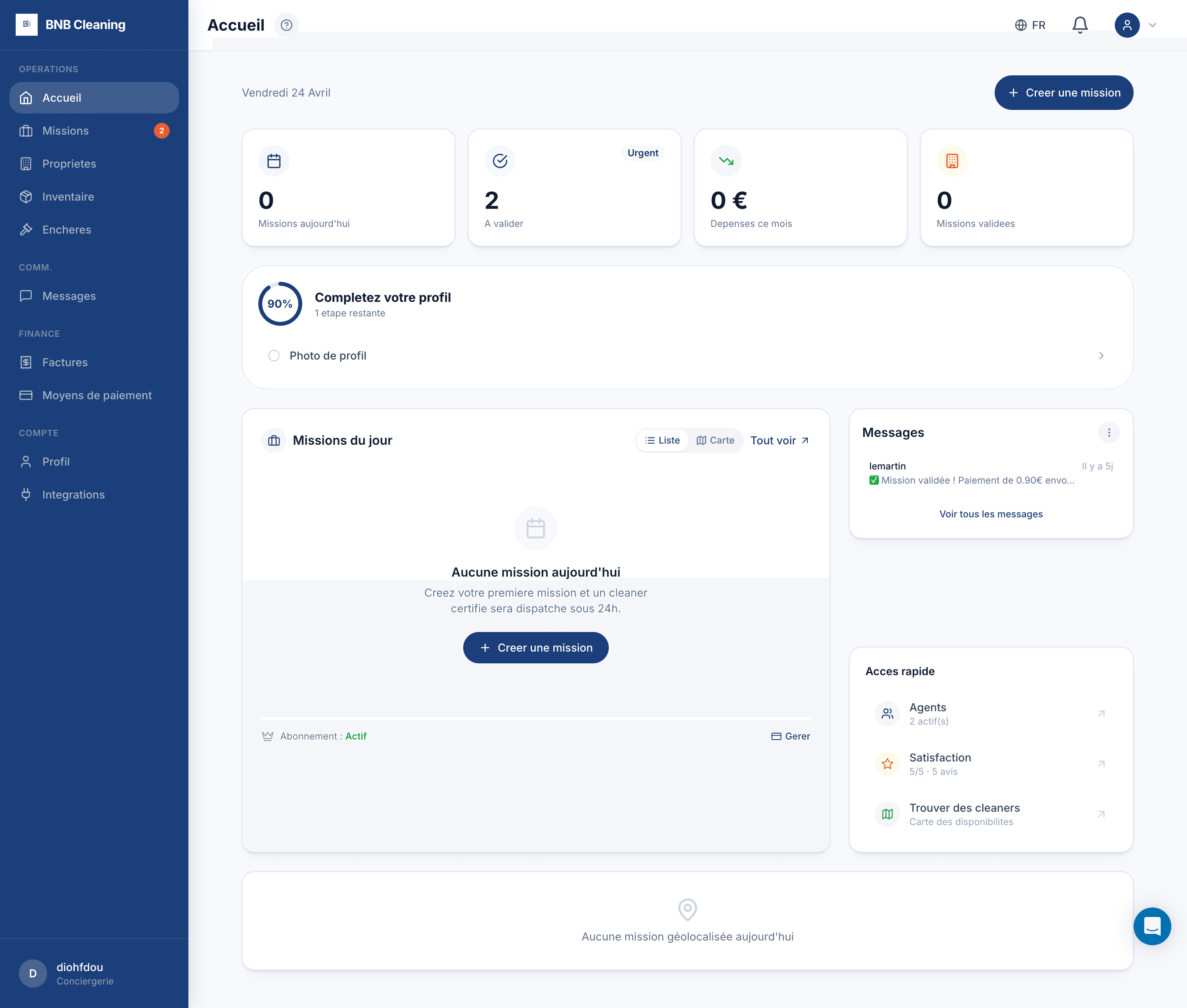 Dashboard BNBCleaning